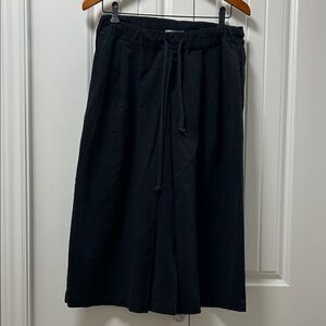 OAK + FORT elastic waist wide leg pants black